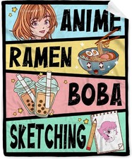 Anime Blanket Gifts for Girls Kawaii Anime Decor for Women Anime Ramen Boba Sket picture
