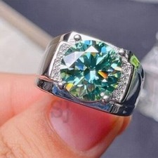 RARE 6.30 Ct Certified Round Cut Blue Treated Diamond Solitaire Ring 925 Silver picture