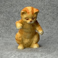 Enesco Cat Figurine orange Kitten Ginger Vintage Ceramic 1985 1986 picture