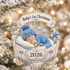 Personalized Baby's First Christmas Ornament 2026, Custom Name Newborn Keepsake picture