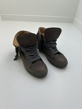 BUSCEMI Men's Brown Leather High-Top Lace-Up Shoes Gold Hardware Made in Italy  picture