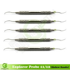 5Pcs Dental 11/12 Explorer-Probe Hollow Handle Diagnostic Plaque Sickle Scaler picture
