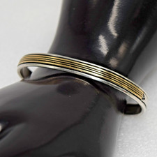Vtg Larry Kaye JoeDelgarito Navajo 14K Gold Sterling Silver Unisex Cuff Bracelet picture