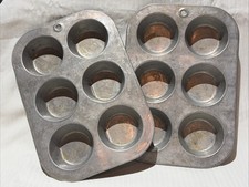 2 Mirro Aluminum Muffin Pans Vintage Metal Baking Pan 166M 6 Hole Tray Cupcake picture
