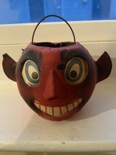 Vintage Germany Halloween red devil  Lantern Wire Handle Candle Holder German picture