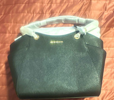 Michael Kors Medium Black Satchel Top Handle Zip Gold Hardware Inner Pockets picture