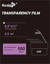 Koala Transparency Film 8.5x11 100 Sheets 100% Clear Film Laser Printer Copier picture