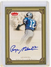 2004 Fleer Greats of the Game Roger Staubach Gold Border Signature Auto Cowboys picture