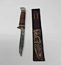 Schrade-Walden 141 Vintage Hunting Fixed Blade Knife, Clip Point, Bear Head picture