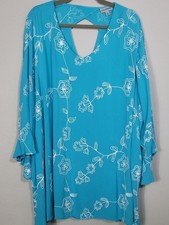 Catherines Embroidered Rayon Tunic Top Size 3X Boho Coastal Grandma picture