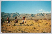 Vtg Postcard Horseback Riding Out West Desert In Bloom Cowboys Viewgram Baxtone picture