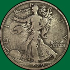 1929-S Walking Liberty Half Dollar Very Fine VF Coin #47377 picture