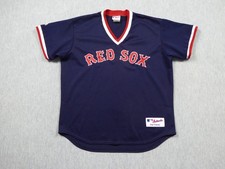Vintage Majestic Boston Red Sox Jersey Mens XL Blue Batting Practice MLB USA Y2K picture