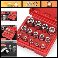 14-Piece E-TORX Socket Set - Premium Female Torx Sockets, External Torque Star S picture