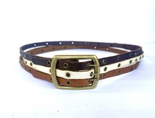 Vintage Leather Studs Grommets 3 Strap Convertible Belt By Nyovee Sz 30 Circa 06 picture