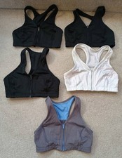 Hanes HC32 Wirefree Bra Lot of 5 Small 3 Black + 1 Gray + 1 White Racerback Zip picture