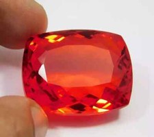 Mexican Fire Opal Red Orange Cushion Cut Natural 128.90 Ct A+ Certified Gemstone picture