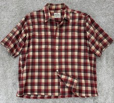 Vintage 60s Wellington Wool Short Sleeve Shirt Men's XL Red Plaid Made in Japan picture