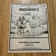WWF Wrestlemania V 5 April 2 1989 Original PPV AD Hulk Macho Andre Warrior Rowdy picture
