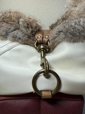 Authentic Coach Handbag,Fabric W/ Fur And Leather Trim, Purse, picture