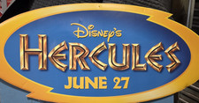 1997 Disney Hercules June 27 Double-Sided Hanging Theater Promo Sign 35.5x16 picture