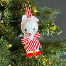 1960s Japanese Candy Striped Mouse Christmas Ornament picture