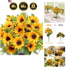 Artificial Sunflowers for Outdoors Fall Decor, 2 Bouquets | Garden, Patio, We... picture
