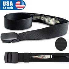 Travel Security Belt Hidden Money Pouch Wallet Pocket Waist Belt Safe Non-Metal picture