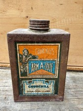 Rare 1920S CHURCHILLS ARM-A-COTE WAX TIN Can Sioux City IOWA picture