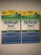 REFRESH TEARS - LUBRICANT EYE DROPS - TWIN PACK - 4 x 15ML BOTTLES - exp 2028+ picture
