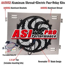 For 1955 1956 1957 Chevy Bel Air / Nomad V8 Aluminum Radiator+Shroud Fan+Relay picture