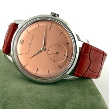 FINE VINTAGE GIRARD PERREGAUX MANUAL WIND STEEL OVERSIZED WATCH NICE ROSE DIAL picture