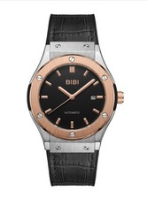 Bibi B1118 automatic 2-tone rose gold case, black dial, black silicone band-NEW picture