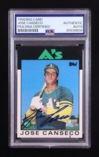 Jose Canseco Signed 1986 Topps Traded #20T XRC RC (PSA) picture