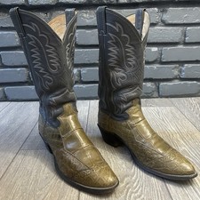 Justin Vintage Alligator Wingtip Cowboy Boots Mens 9 D picture