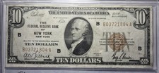 1929 $10 NATIONAL CURRENCY NEW YORK-NY  BROWN SEAL B03721804A picture