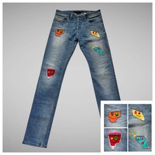 Diesel DNA Sleenker Slim Skinny Mens Jeans 28x30 Unique Custom Patch One Of Kind picture