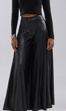NWT AKIRA High-Waist black Wide Leg Faux Leather Pants size XL picture