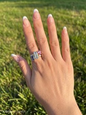 uthentic Vintage Designer: Doria Italian Designer Multi-Stone Ring (14K Gold) picture