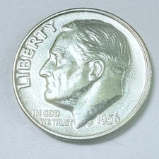 1956 Roosevelt Silver Dime, Actual 90% Silver Coin Shown #12252 picture