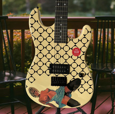 Hot Sales Yellow Electric Guitar ST Style Basswood Dot Inlay String Thru Body picture