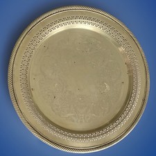 Antique WM Rogers 170 SilverPlated Serving Tray Platter 12”Round Rare Grammas picture