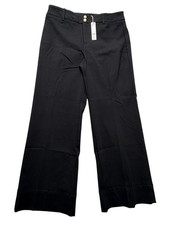 Chico's Wide Leg Dress Pants Womens 12 Black Twill Double Button Zip Fly Pockets picture