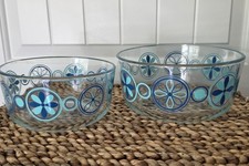 Vintage Pyrex Turquoise Blue Pinwheel Design Bowl 7203 & 7201  picture