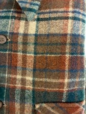Vtg 60’s Pendleton Board Shirt Men’s M Ombre shadow Brown Blue Green Red  Loop picture