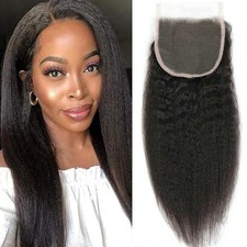 MOOTAFUL 5x5 Kinky Straight Transparent Lace Closure 20 Inch 12A Virgin Remy picture