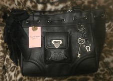 Juicy Couture Royal to Juicy Black Daydreamer Tote Key Lock Charm Gothic picture