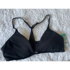 NWT Seafolly Active Multi Rouleau Bikini Bralette Top Black Women's Size US 12 picture
