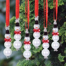 Solid Oak Top Hat Snowman Beaded Ornament Kit picture
