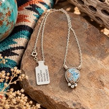 Sharon McCarthy Golden Hills Turquoise Navajo Sterling Silver Necklace NWT picture
